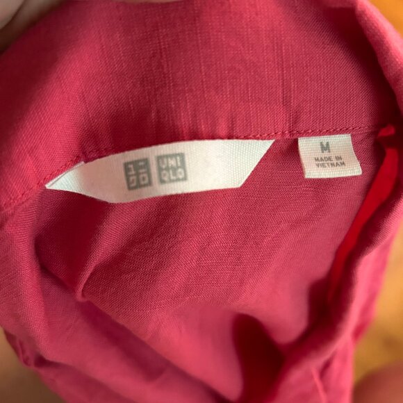 UNIQLO Pink Linen Blend Blouse Size M - Picture 2 of 3